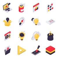 Set of Designing Tools Isometric Icons vector