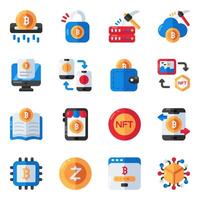 Set of Crypto Flat Icons vector