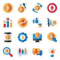 Set of Bitcoin Flat Icons vector