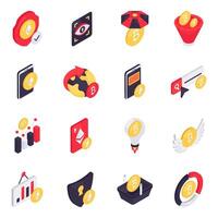 Set of Digital Currency Isometric Icons vector