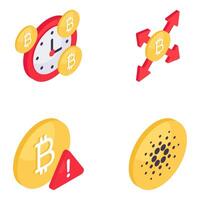 Set of Bitcoin and Cryptocurrency Isometric Icons vector