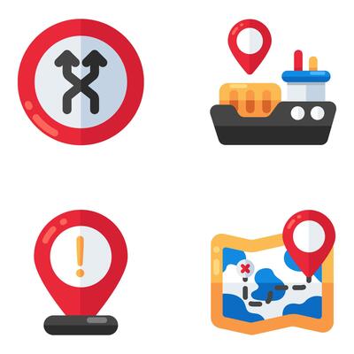 Set of Location Flat Icons