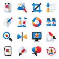 Set of Designing and Art Tools Flat Icons vector