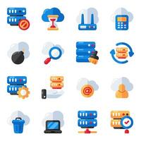 Set of Cloud and Database Flat Icons vector