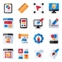 Set of Designing Tools Flat Icons vector