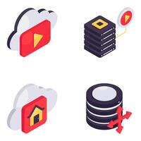 Set of Cloud Hosting Isometric Icons vector