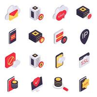 Set of Big Data Isometric Icons vector