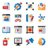 Set of Designing Instruments Flat Icons vector