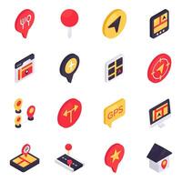 Set of Location Isometric Icons vector