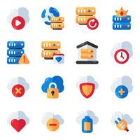 Set of Server and Database Flat Icons vector