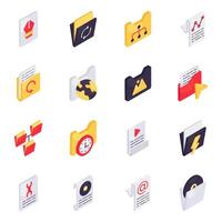 Set of Folders Isometric Icons vector