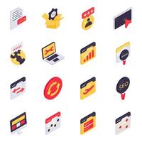 Set of Web and Coding Isometric Icons vector