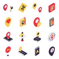 Set of Location Isometric Icons vector