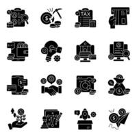 Set of Business and Finance Solid  Icons vector