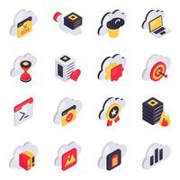 Set of Cloud and Database Isometric Icons vector