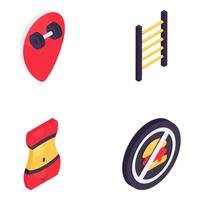 Set of Gym Tools Isometric Icons vector