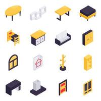 Set of Houseware Isometric Icons vector