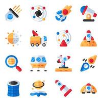 Set of Space and Science Flat Icons vector