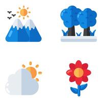 Set of Nature and Botany Flat Icons vector