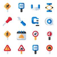 Set of Technical Tools Flat Icons vector