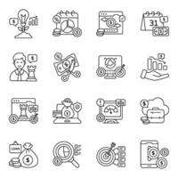 Set of Business and Analytics Line Icons vector