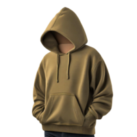 Realistic hoodie or hoody for man. Men sweatshirt with long sleeves and drawstring, muff or kangaroo pocket. Mockup of male jacket or sweater with hood. Front and back of sport or urban uniform png