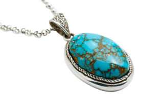 AI generated Handcrafted Turquoise Pendant on the transparent background, PNG Format