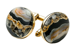 AI generated Stylish Stone Cufflinks Display on the transparent background, PNG Format