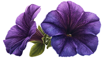 AI generated Purple petunia seen from the front on Transparent Background png