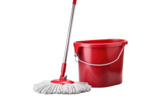 AI generated Mop with Bucket On Transparent Background png