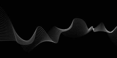 Modern wave line background. Abstract wave flowing lines patterns. White lines on black background. vector