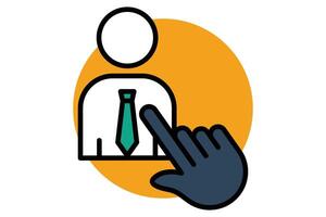 assign icon. hand touch with people. icon related to action plan, business. flat line icon style. business element illustration vector