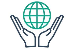 earth icon. hand with earth. icon related to ESG. line icon style. nature element illustration vector