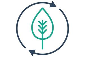 ecology icon. leaf in circle and arrow. icon related to ESG. line icon style. nature element illustration vector