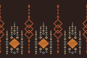 Traditional Ethnic ikat motif fabric pattern background geometric .African Ikat embroidery Ethnic oriental pattern brown background wallpaper. Abstract,vector,illustration.Texture,frame,decoration. vector