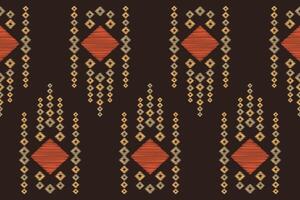 Traditional Ethnic ikat motif fabric pattern background geometric .African Ikat embroidery Ethnic oriental pattern brown background wallpaper. Abstract,vector,illustration.Texture,frame,decoration. vector