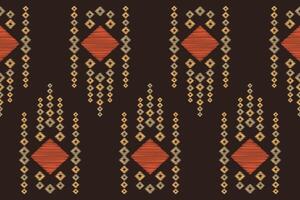 Traditional Ethnic ikat motif fabric pattern background geometric .African Ikat embroidery Ethnic oriental pattern brown background wallpaper. Abstract,vector,illustration.Texture,frame,decoration. vector