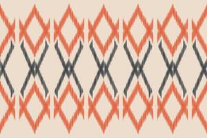Traditional Ethnic ikat motif fabric pattern background geometric .African Ikat embroidery Ethnic pattern brown cream background wallpaper. Abstract,vector,illustration.Texture,frame,decoration. vector