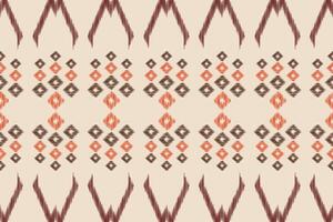 Traditional Ethnic ikat motif fabric pattern background geometric .African Ikat embroidery Ethnic pattern brown cream background wallpaper. Abstract,vector,illustration.Texture,frame,decoration. vector