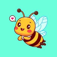 Cute honey bee flying cartoon vector icon illustration. animal nature icon concept isolated