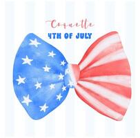 Coquette 4th of July, Stars and Stripes Ribbon Bow Watercolor Art vector