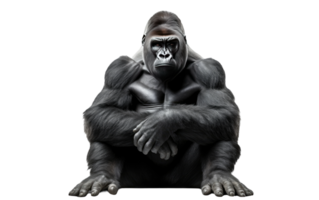 AI generated Gorilla Image On Transparent Background. png