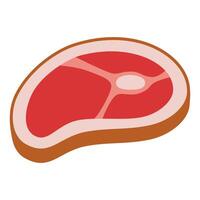 Piece of meat, steak with bone, cartoon style. Vector illustration isolated on white background, hand drawn, flat design