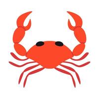 Crab, cartoon style. Vector illustration isolated on white background, hand drawn, flat design