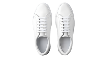 ai generato bianca pelle scarpe da ginnastica su trasparente sfondo png