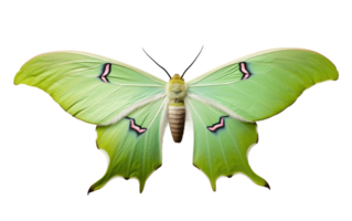 AI generated Luna Moth Portrait On Transparent Background. png