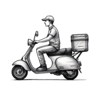 AI generated Delivery Man Driving a Scooter png