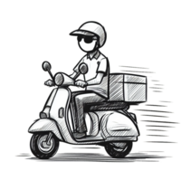 AI generated A Delivery Man Operating a Scooter png