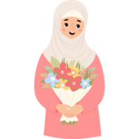 Cute islamic woman with flowers png