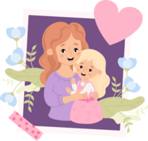 Cute photograph from happy mother with her daughter with flowers png